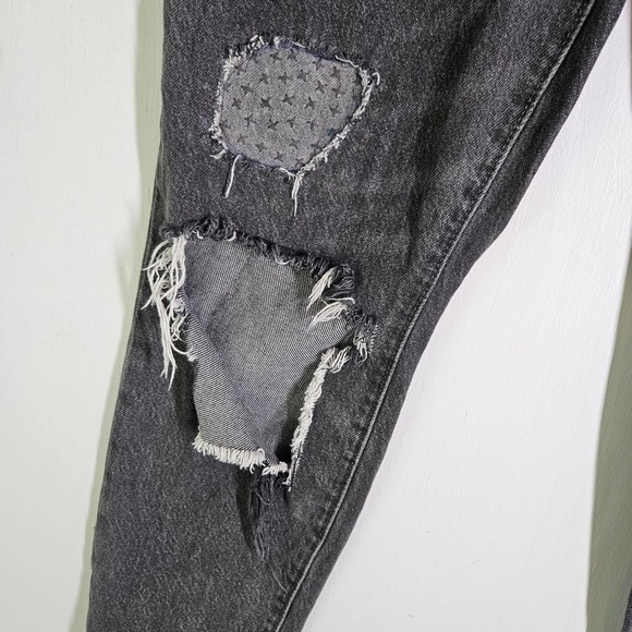 Old Navy OG Straight Extra High Waist Distressed Jeans 6 Faded Black - Picture 3 of 9